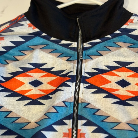 Women’s quarter zip Aztec Western pullover. Size S. Black With Aztec Yoke - Picture 6 of 6